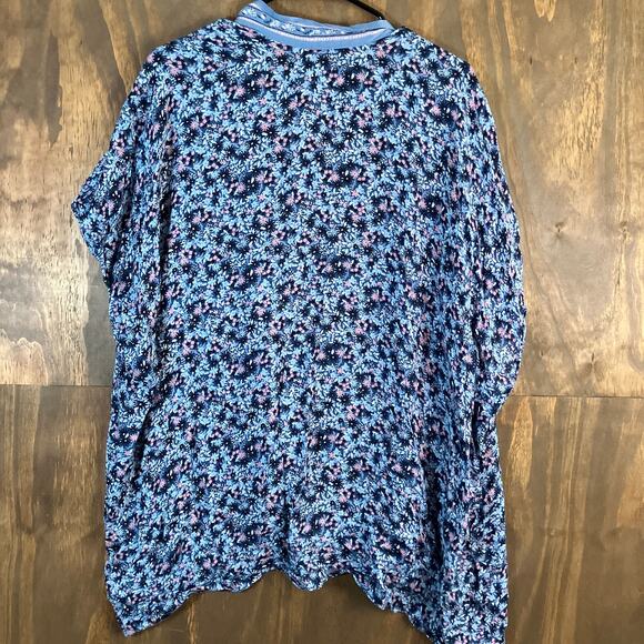 LOFT Womens Kimono Blue Pink Multicolor Floral Open Front Lightweight XS/S - Picture 9 of 11